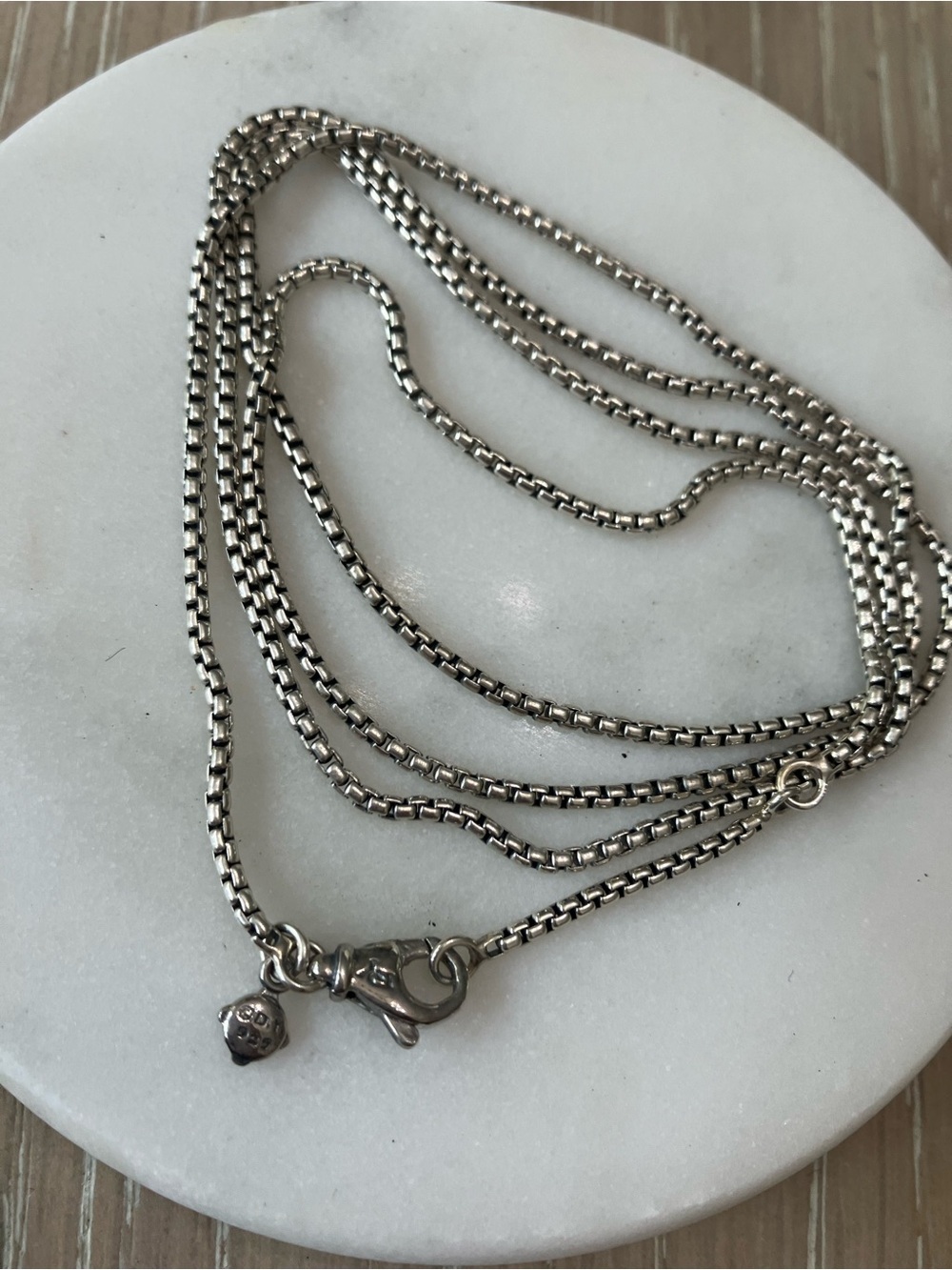 David Yurman Sterling Silver Box Chain Necklace - Silver 14-16”